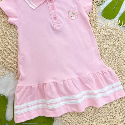 Vestido Gola Polo Ursinha - Rosa